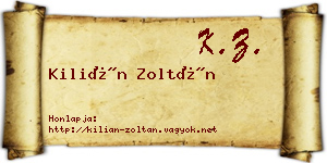 Kilián Zoltán névjegykártya